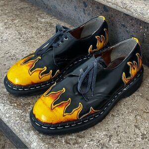 Rare Vintage Dr. Martens/TredAir Original Black and Yellow Flame Leather Oxfords